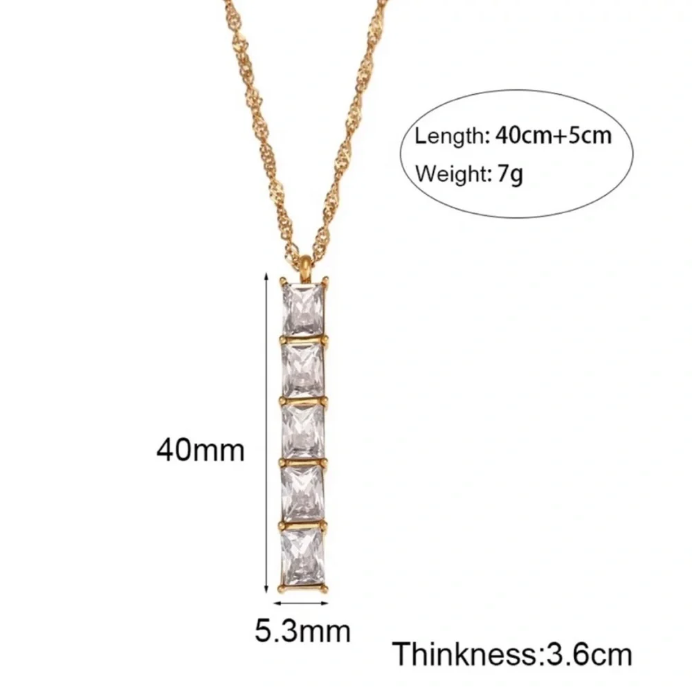 NEW 18K GOLD BAR DIAMOND NECKLACE, NICE NECKLACE, CUTE NECKLACE - Picture 5 of 5